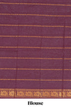Pastel green Sungudi cotton saree with gold zari stripe motifs a contrasting  zari border checked pallu and contrast blouse