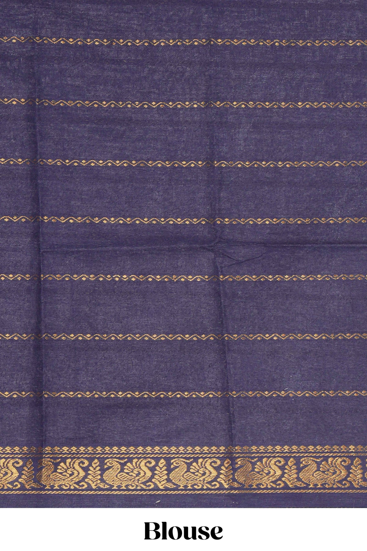 Blue Sungudi cotton saree with gold zari stripe motifs a contrasting  zari border checked pallu and contrast blouse