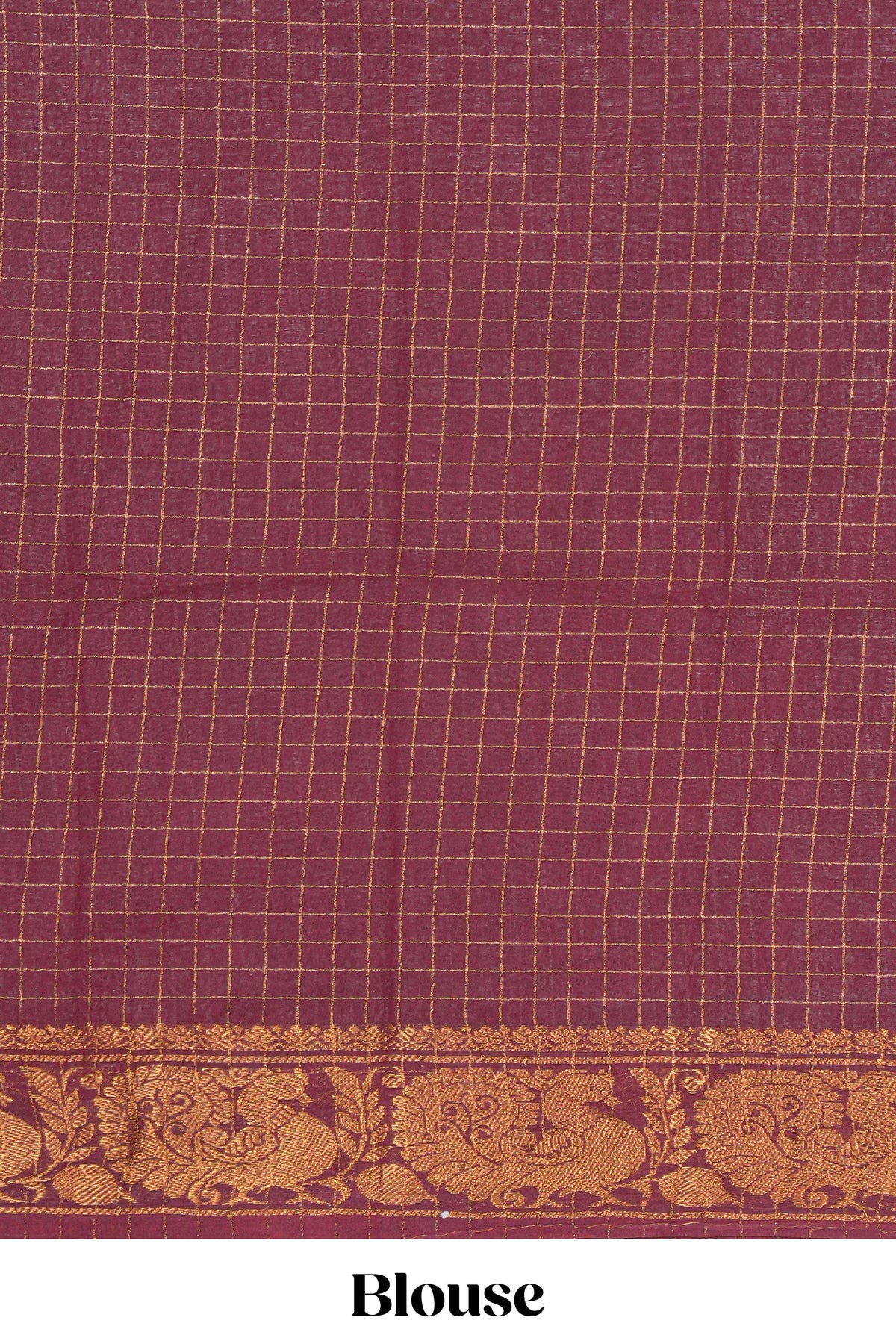 Deep Mustard yellow Sungadi cotton saree with checked body contrasting peacock zari border striped pallu and a matching checked blouse