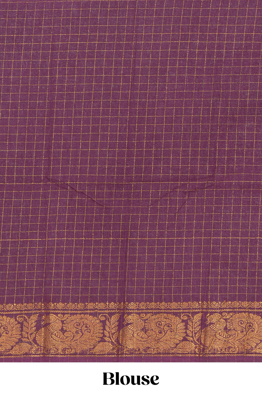 Pink sungudi cotton saree with checked body contrasting peacock zari border striped pallu and a matching checked blouse