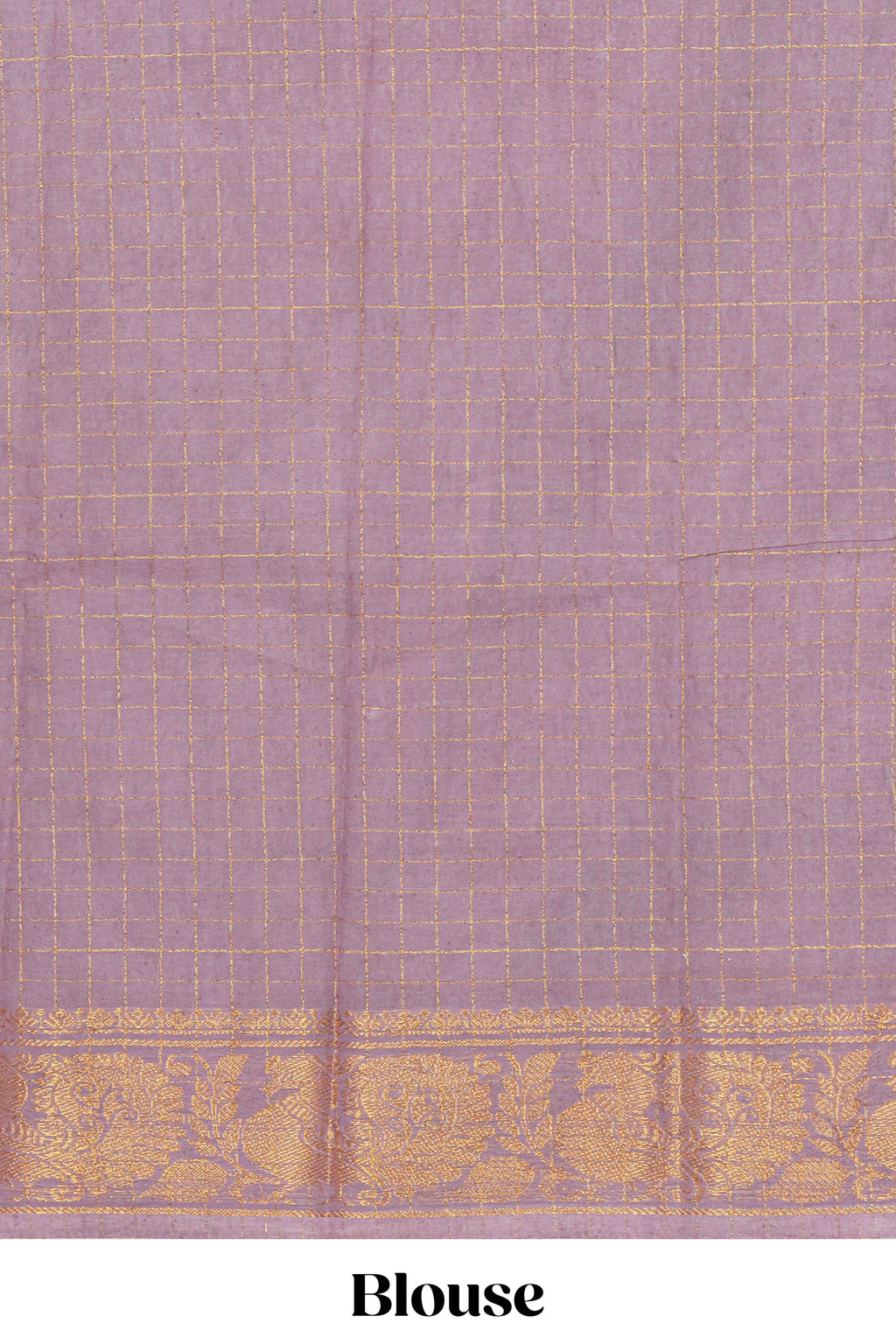 Navy blue sungudi cotton saree with checked body contrasting peacock zari border striped pallu and a matching checked blouse