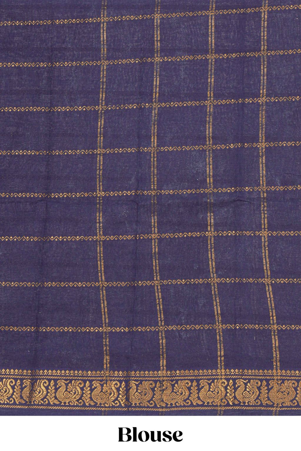 Indigo Blue Sungudi cotton saree with gold zari stripe motifs a contrasting  zari border checked pallu and contrast blouse