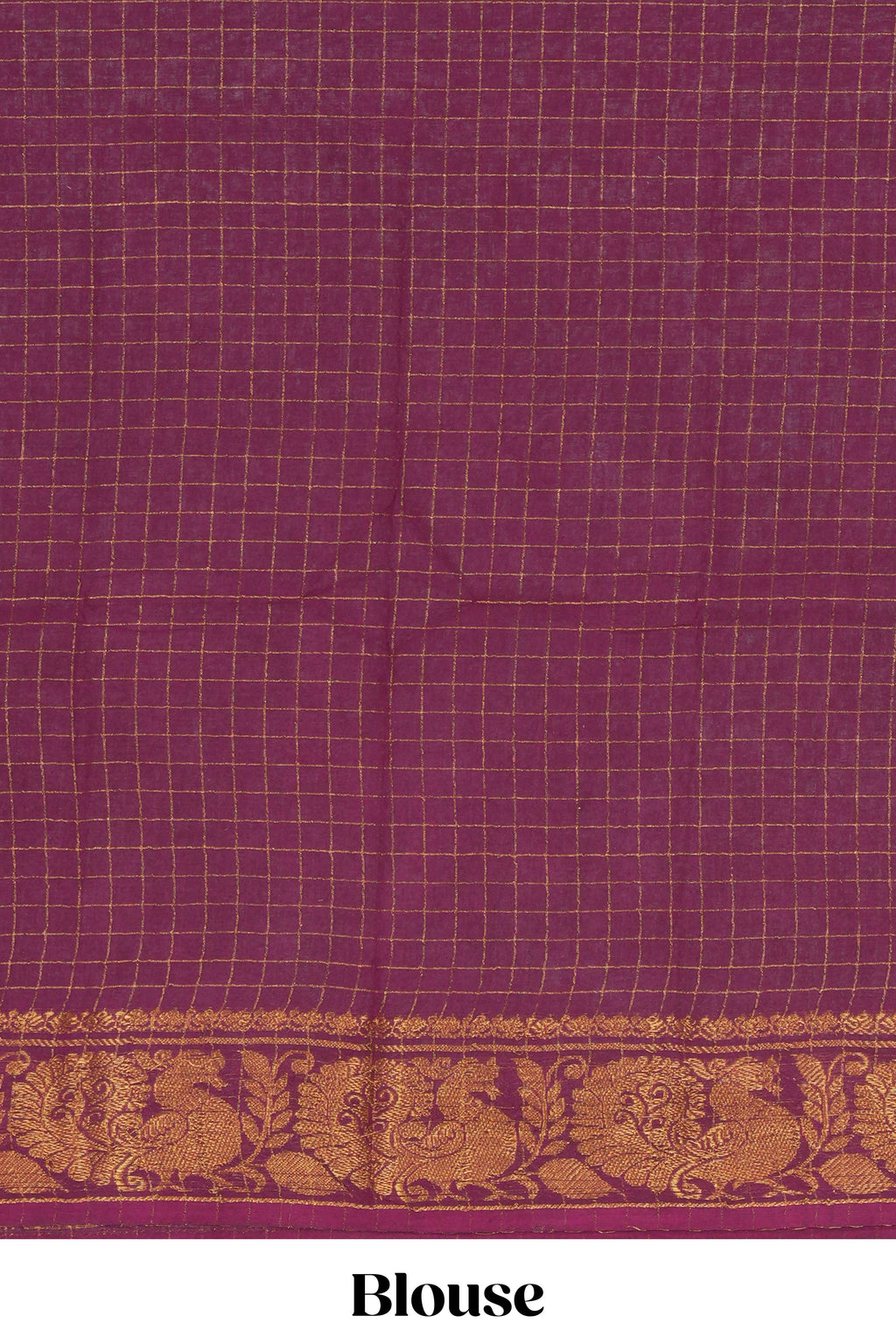 Muted Lavender Sungadi cotton saree with checked body contrasting peacock zari border striped pallu and blouse