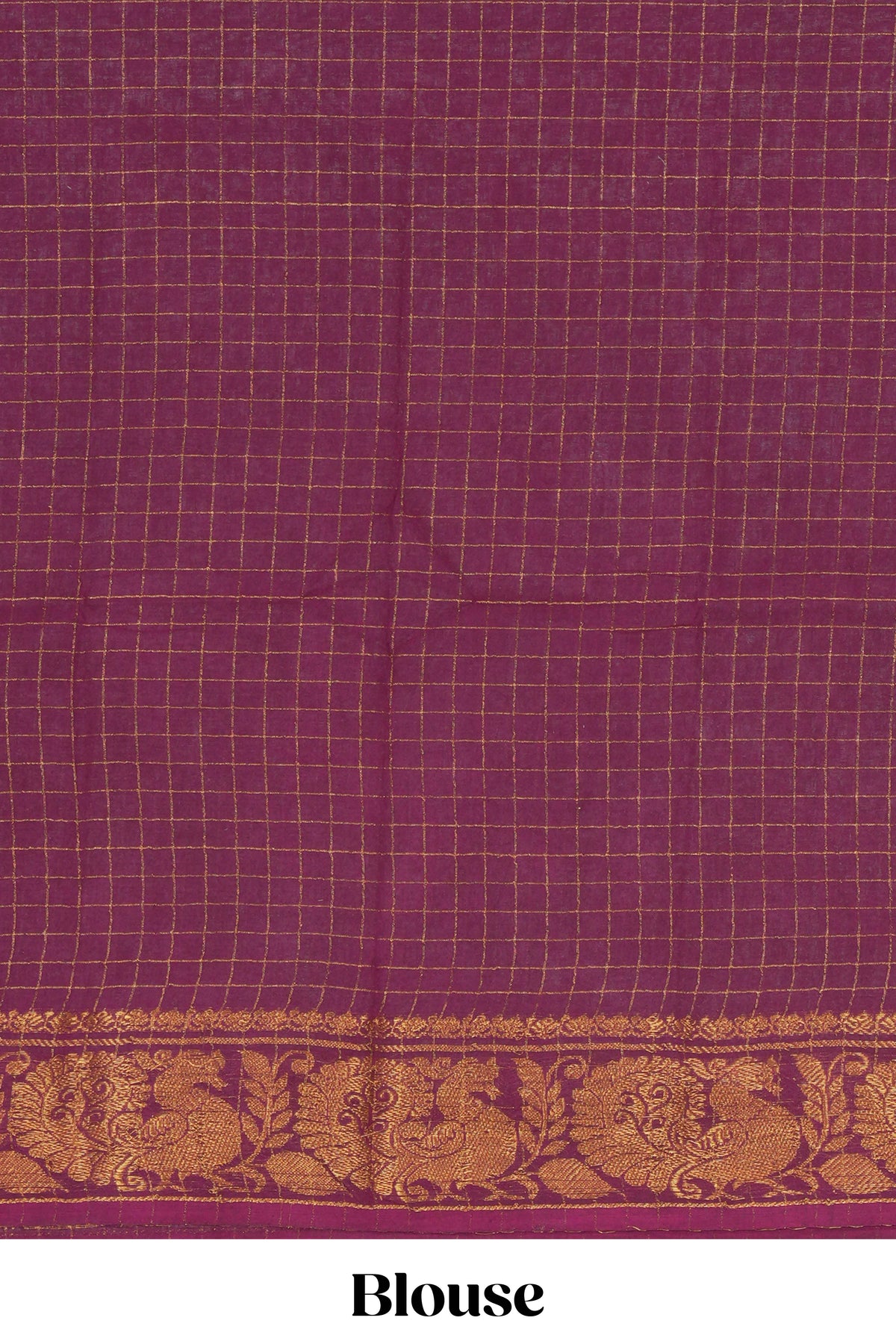 Muted Lavender Sungadi cotton saree with checked body contrasting peacock zari border striped pallu and blouse