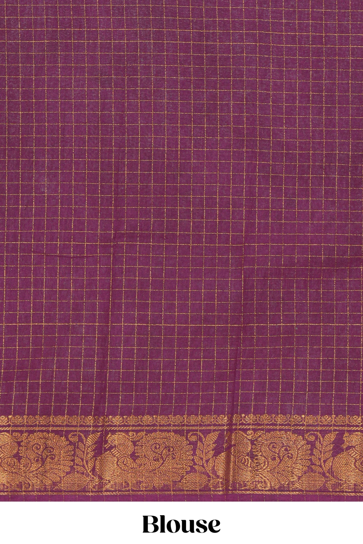 Bottle green Sungadi cotton saree with checked body contrasting peacock zari border striped pallu and blouse