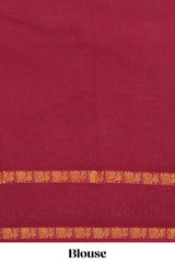 Pink traditional kolam print sungudi cotton saree with contrast border and striped pallu