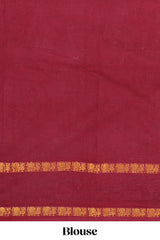 Peach traditional kolam print sungudi cotton saree with contrast border and striped pallu