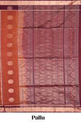 Rust orange zari motifs design silk cotton saree with contrast zari border and blouse