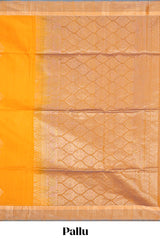 Yellow zari motifs design silk cotton saree with contrast zari border and blouse