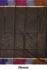Pine green striped zari motifs design silk cotton saree with contrast zari border and blouse