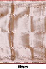 Brown butta designed silk cotton saree with self zari border and blouse