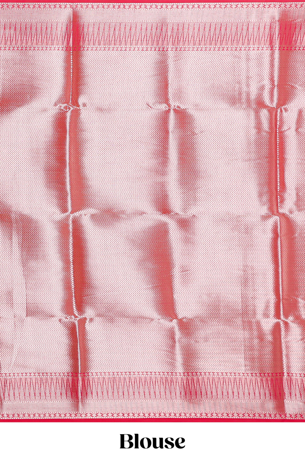 Pink butta designed silk cotton saree with self zari border and blouse