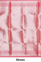 Pink butta designed silk cotton saree with self zari border and blouse