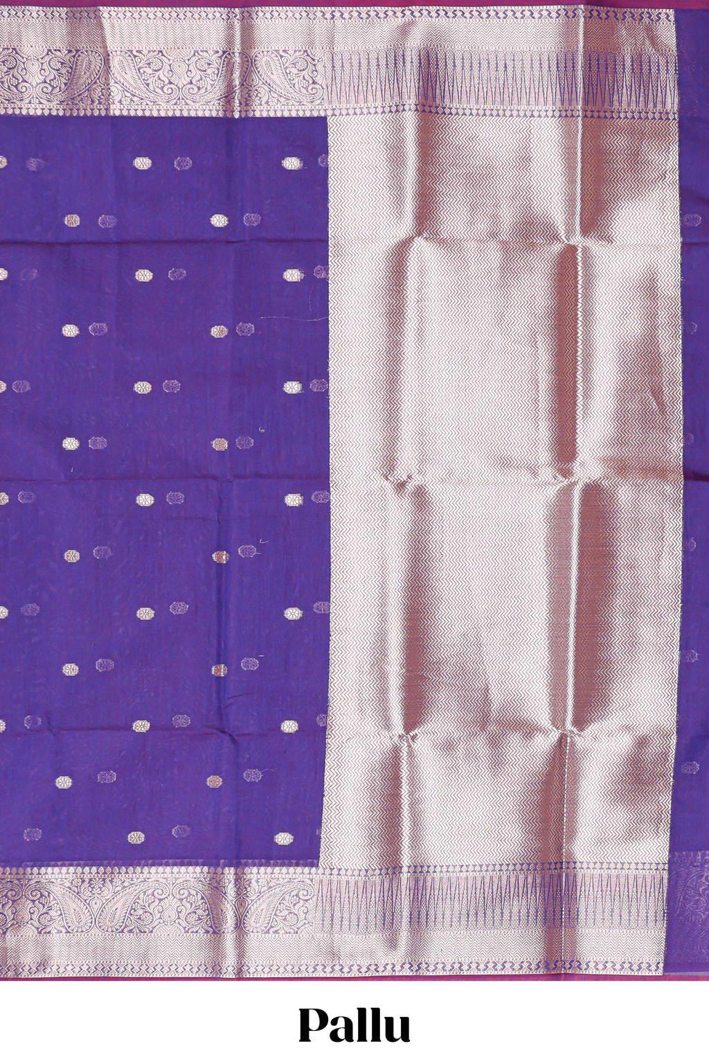 Violet butta designed silk cotton saree with self zari border and blouse