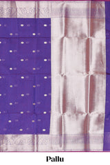 Violet butta designed silk cotton saree with self zari border and blouse
