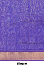 Rani pink butta designed silk cotton saree with contrast zari border and blouse