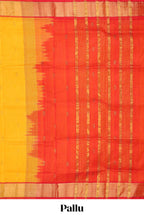 Yellow butta designed silk cotton saree with contrast zari border and blouse