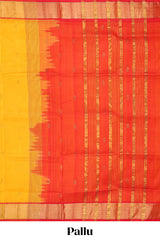 Yellow butta designed silk cotton saree with contrast zari border and blouse