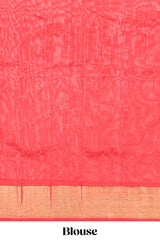 Yellow butta designed silk cotton saree with contrast zari border and blouse