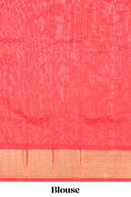 Light blue butta designed silk cotton saree with contrast zari border and blouse