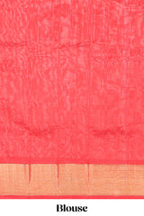 Light blue butta designed silk cotton saree with contrast zari border and blouse
