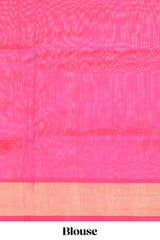 Dark blue butta designed silk cotton saree with contrast zari border and blouse
