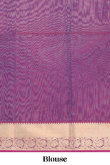 Blue butta designed silk cotton saree with contrast zari border and contrast blouse