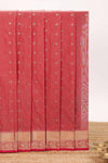 Red butta designed silk cotton saree with self zari border and matching blouse