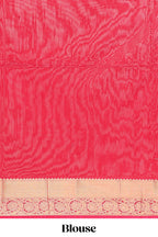 Red butta designed silk cotton saree with self zari border and matching blouse