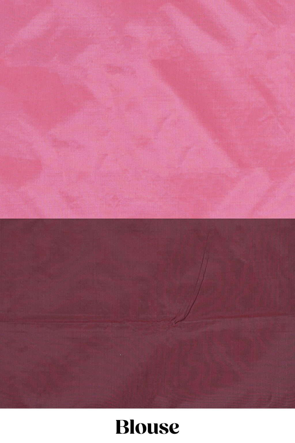 Borderless pink & brown dual shade striped semisilk cotton saree with striped pallu and matching blouse