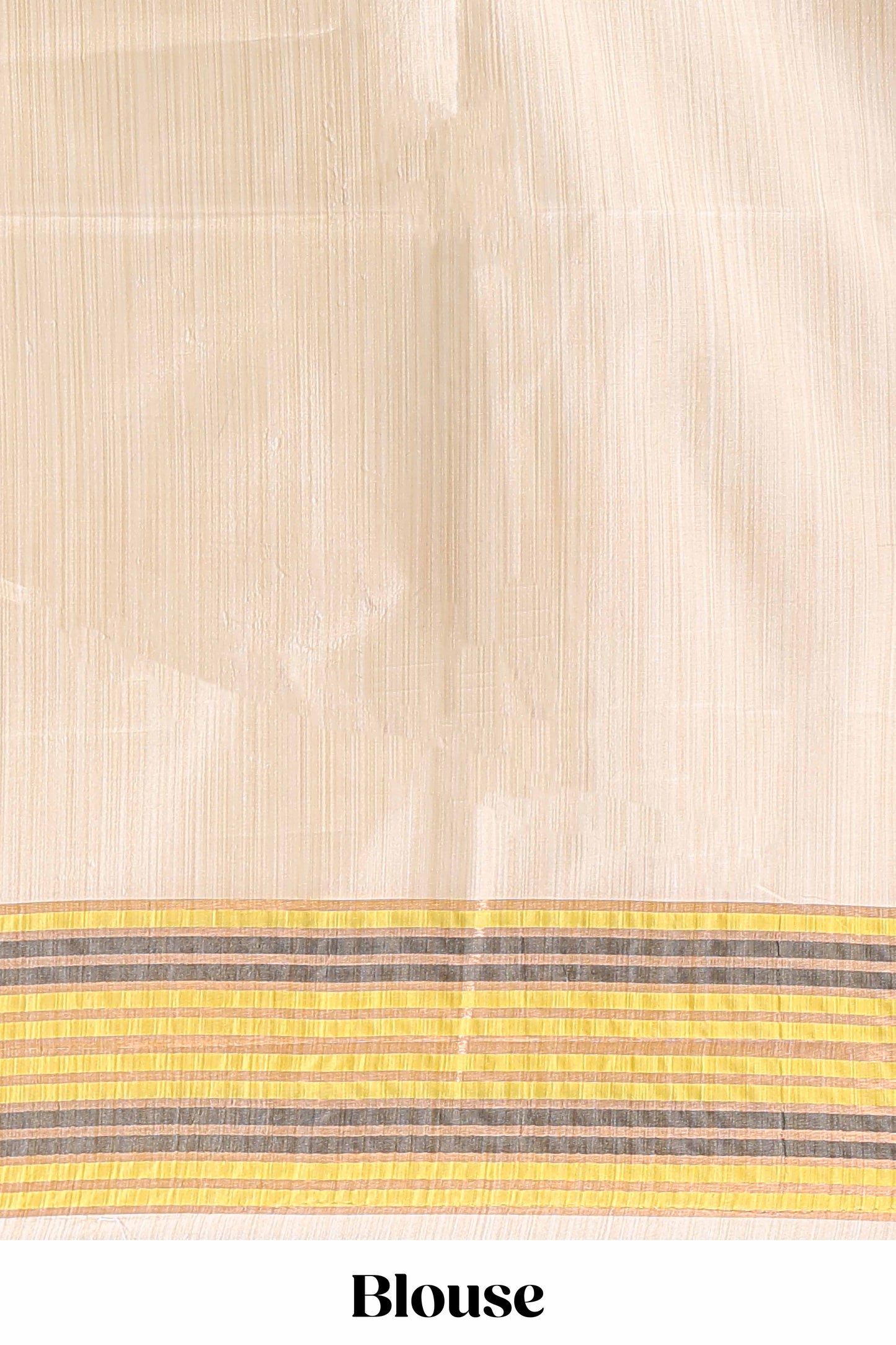 Borderless sandal striped yellow & grey shade ikkat style semi soft silk saree with contrast striped pallu and matching blouse