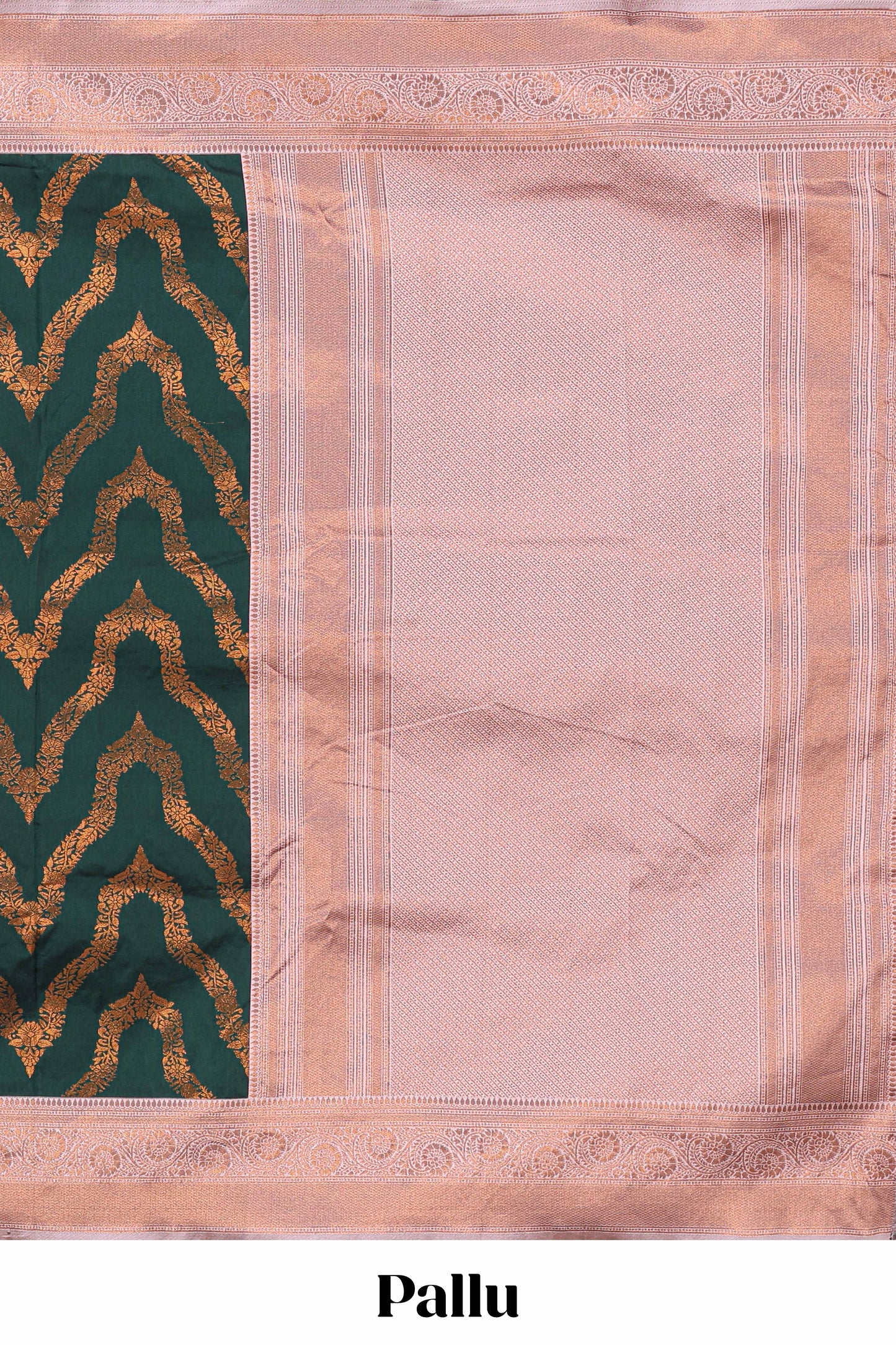 Green zig zag zari design semi soft silk saree with contrast border and floral printed blouse