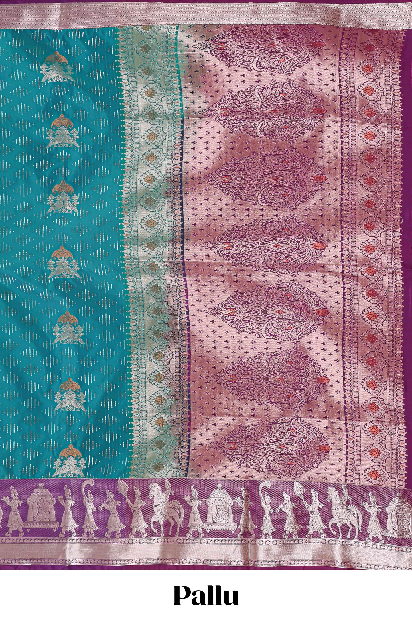 Green geometric design birds zari motifs  semi soft silk saree with contrast border and floral design pallu