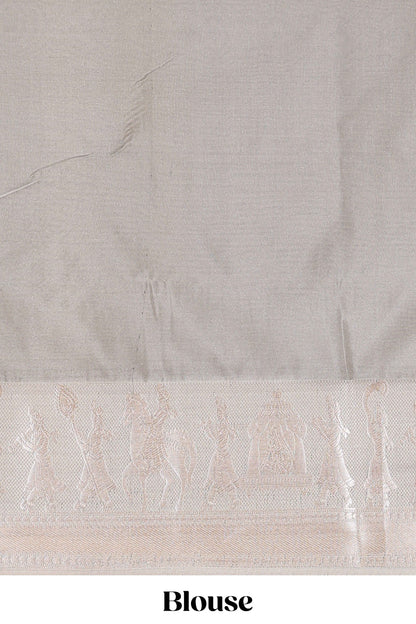 Orange geometric design birds zari motifs  semi soft silk saree with contrast border and floral design pallu
