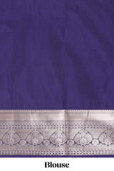 Orange checked zari buttas semi soft silk saree with contrast zari border and floral design pallu