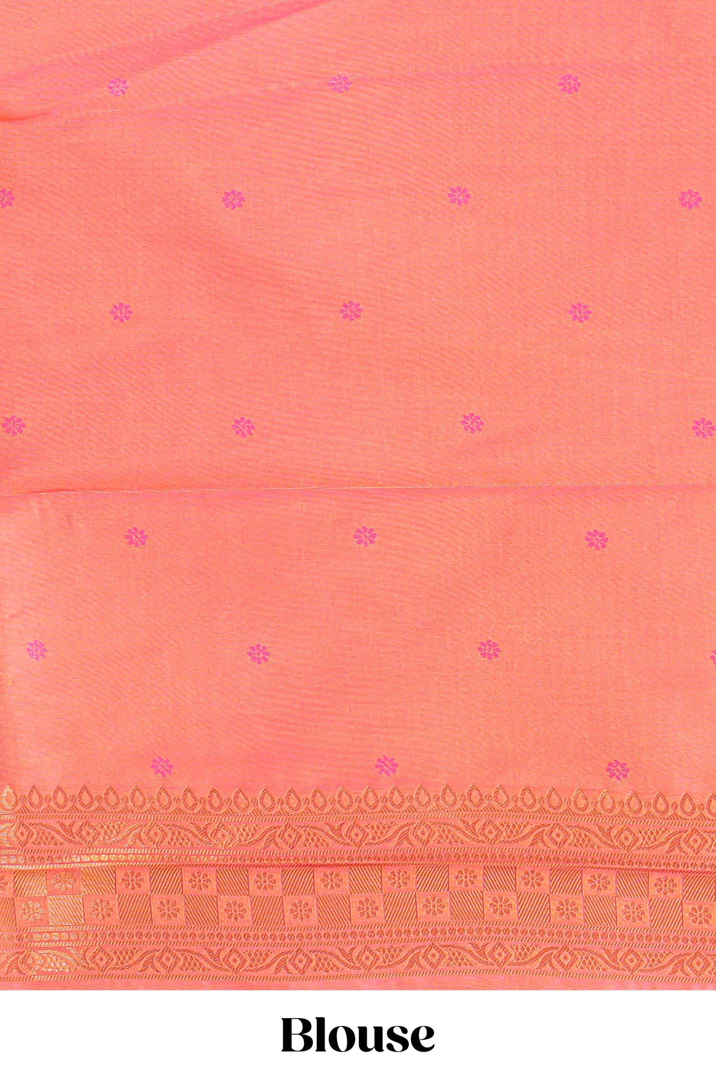 Orange floral zari motifs design semi soft silk saree with self border and matching blouse