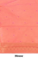Orange floral zari motifs design semi soft silk saree with self border and matching blouse
