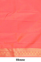 Orange colour Semi soft silk withgold zari floral motifs border with peacock motifs and matching blouse