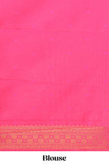 Pink floral zari motifs design semi soft silk saree with self border and matching blouse