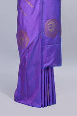 Violet zari motifs design semi soft silk saree with self border and matching blouse