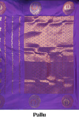 Violet colour Semi soft silk withgold zari floral motifs border with Vaira oosi Design and matching blouse