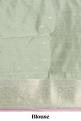 Dark brown checked floral motifs design semi soft silk saree with contrast border and blouse