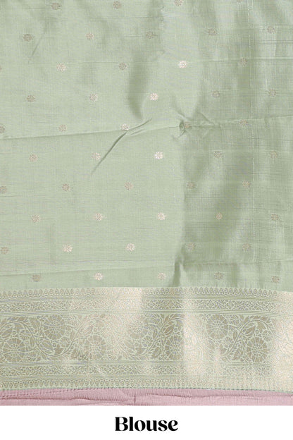 Dark brown checked floral motifs design semi soft silk saree with contrast border and blouse