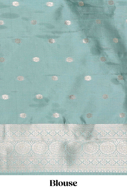 Dark brown checked floral motifs design semi soft silk saree with contrast border and blouse