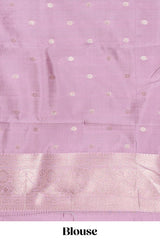 Dark brown checked floral motifs design semi soft silk saree with contrast border and blouse