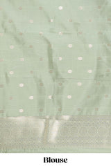 Dark brown checked floral motifs design semi soft silk saree with contrast border and blouse