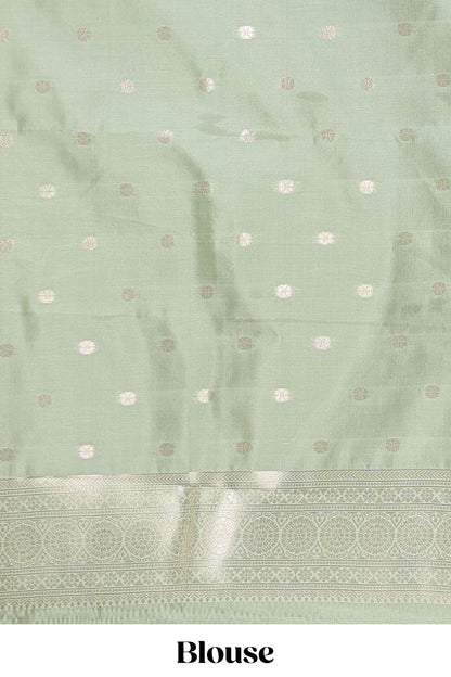 Dark brown checked floral motifs design semi soft silk saree with contrast border and blouse