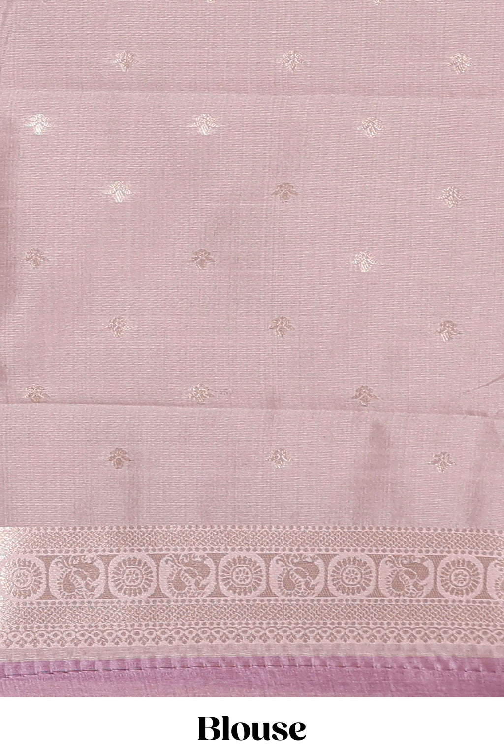 Dark brown zari butta design semi soft silk saree with contrast border and blouse