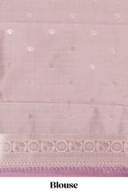 Dark brown zari butta design semi soft silk saree with contrast border and blouse