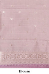 Dark brown zari butta design semi soft silk saree with contrast border and blouse